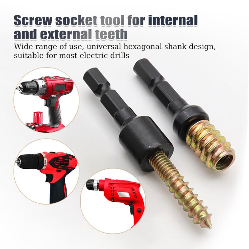 WSDMAVIS 2Pcs High Stability M10 Hanger Bolt Driver Double-Ended Screw Nut & Threaded Insert Driver Tool for Woodworking Home Appliance Fixing(1/4 Inch Drive M10*1.5mm) - Image 2